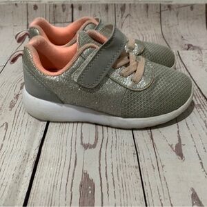 Toddler Girls Sneakers Tennis Gray & Pink Sparkle Shoes Size 10